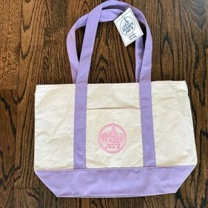 Large Cream and Lavender Canvas Trader Joe’s Tote Bag